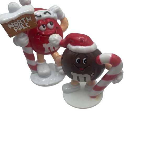 Vintage M&M Christmas Ornaments Toppers Lot Of 12 Mixed Red Green Yellow Brown - Picture 4 of 10